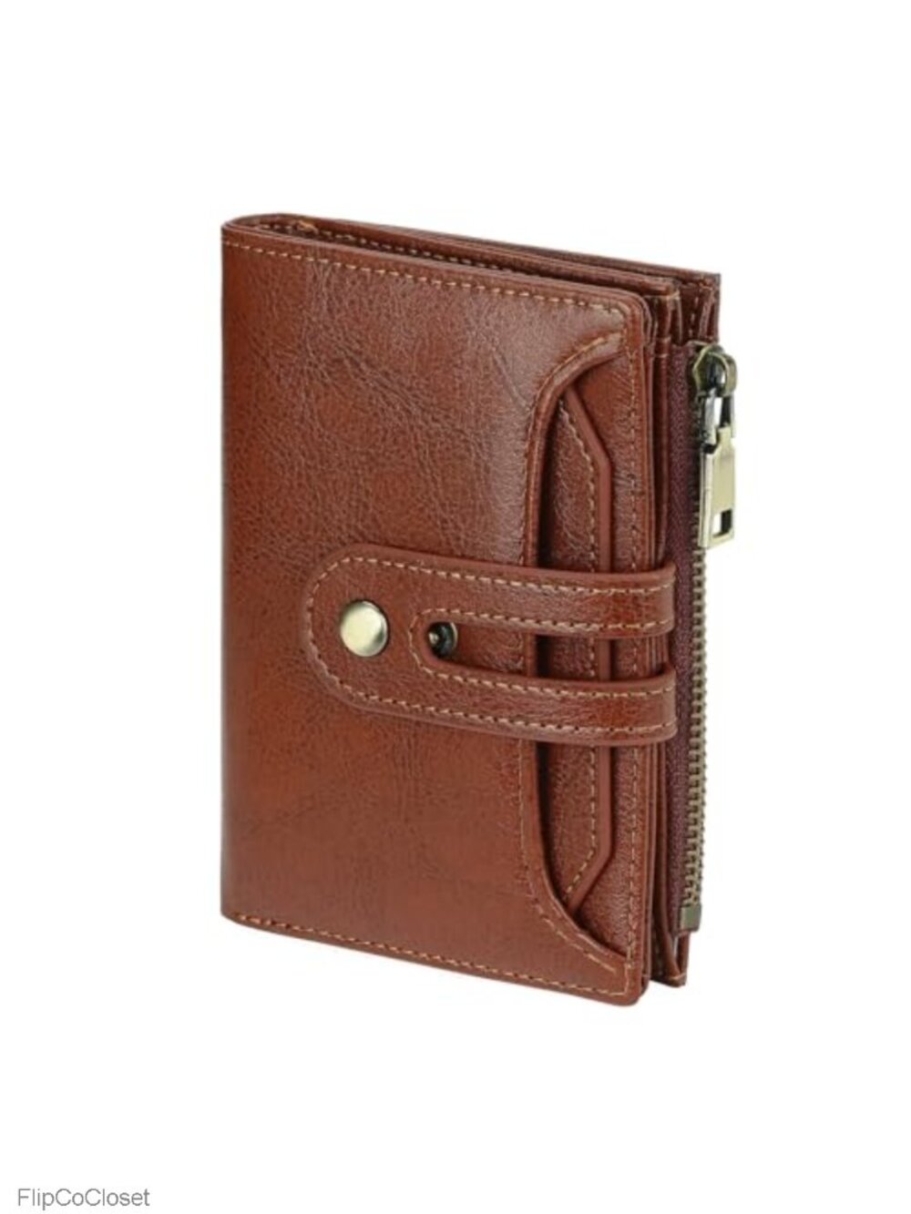 Leather RFID Blocking Bifold Wallet with Zipper Coin Pocket